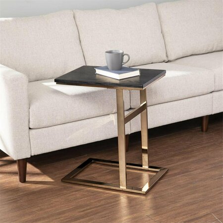 HOMEROOTS 24 in. Contemporary Rectangular End Table Gold & Black 402274
